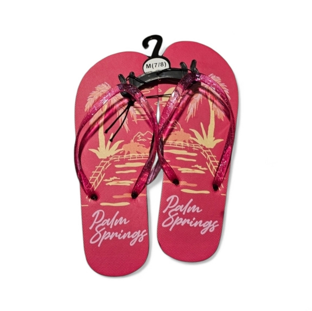 Palm Springs Graphic Pink Flip Flops